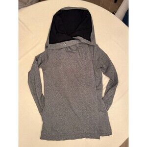 Lululemon Charcoal Gray w/ black lining Funnel Neck jersey Wrap Snap Jacket sz 2